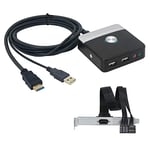 GELRHONR Bouton d'alimentation Externe pour PC, Bouton de Commutation de réinitialisation du boîtier de l'ordinateur de Bureau avec Port HDMI, avec Deux Ports USB, avec Ports Audio/Micro -120 cm