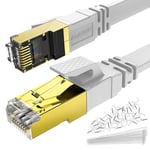 Flat Ethernet Cable 8M Cat 8 Alaser Network Internet Lan Patch Cable High Speed 40Gbps 2000Mhz Gigabit SSTP RJ45 Gold Plated Connector for Router Modem Switch Xbox Laptop PS4 Gaming TV Box