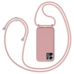 Coque pour Xiaomi Redmi Note 13 4G avec Cordon, Collier Étui Silicone avec Tour de Cou Lanière en Corde, Réglable Amovible Lanyard, Souple Antichoc Bumper Housse, Rose