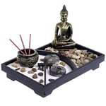 London Boutique Porte-encens Bouddha Zen Garden Meditation Coffret Cadeau de méditation Yin Yang Sable Blanc et Pierres décoratives (Bouddha thaï)