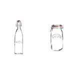 Kilner 1 Litre Square Glass Clip Top Bottle & 2 Litre Round Clip Top Jar