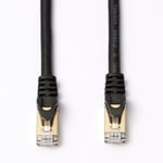 D2 Câble RJ45 droit couleur - 10m S/STP Cat 8 avec snagless et connecteurs en or - noir - Neuf