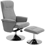 HOMCOM avslappningsstol pall vridbar TV-stol liggfunktion TV-stol upp till 150kg liggstol sammetsgrå |