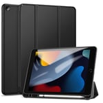 ZtotopCases pour iPad 9ème/8ème/7ème Génération Coque à Tri-Volets Stand Ultra Fine avec Porte-Crayon, Fonction Veille/Réveil Automatique, Housse Étui pour iPad 10.2 Pouces 2021/2020/2019, Noir