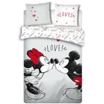 Minnie Mouse - Parure de lit double réversible Disney Mickey et Minnie qui s'embrassent - -Love - - 220 cm x 240 cm