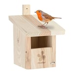 Relaxdays Nichoir d'extérieur pour Oiseaux Semi-cavernicoles, Fente d'envol HL 65x96 cm, Sapin, Jardin, terrasse, Nature