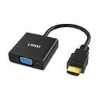 Adaptateur HDMI vers VGA, adaptateur HDMI mâle vers VGA femelle, 1080P @ 60 Hz, compatible pour ordinateur, ordinateur de bureau, ordinateur portable, PC, moniteur, projecteur, HDTV, Chromebook, Raspb