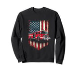 Fire Truck American Flag Rug Sweatshirt