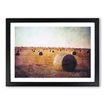 Big Box Art Hay Bales Painting Framed Wall Art Picture Print Ready to Hang, Black A2 (62 x 45 cm)