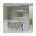 Meuble de salle de bain sur pied 120 cm gris sablé avec vasque - Reims - gris 120 cm Standard