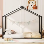 SHUGUANG Lit cabane Enfant Livré avec Un Cadre Métallique en Fer et en MDF, Lit au Sol Enfant avec Forme de Maison Unique et Design Simple,Lit pour