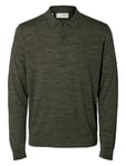 Selected Homme Slhtray Ls Knit Merino Polo Noos Grön