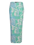 ROTATE Birger Christensen Printed Midi Wrap Skirt Blå