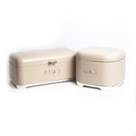 2pc Gift-Tagged Iced Latte Steel Storage Set with Cake Tin and Bread Bin