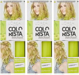 3 x L'OREAL COLORISTA WASHOUT PAINT SEMI PERMANENT HAIR DYE - LIME GREEN NEON 