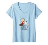 Womens Peanuts - Linus & Snoopy - Allergic to Weekdays V-Neck T-Shirt