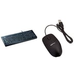 Kensington ValuKeyboard - Wired - Black & Amazon Basics 3-Button USB Optical Mouse Black