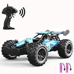 SZJJX RC Voiture Télécommande Jouets pour Enfants Voitures en Alliage 2WD 2.4 GHz Camion 15+KM/H Haute Vitesse Voiture de Course Buggy avec Deux Batteries Cadeau pour Filles et Garçons Bleu