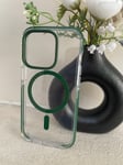 Tech21 Evo Crystal Clear Moss Green Case Apple iPhone 14 Pro MagSafe Compatible