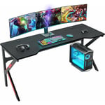 Need - Bureau Gaming 160cm Informatique Ordinateur Gamer Pro Bureau de Jeu Table avec Tapis de Souris à Couverture complète Noir