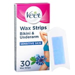 Veet Bikini Wax Strips, 30 Cold Wax Strips, Brazilian Wax, Bikini Wax, Bikini Hair Removal, Underarm Hair Removal, Sensitive Wax Strips, Smooth Skin, Waxing, Hair Removal