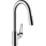 hansgrohe Focus M42 Mitigeur de cuisine 220, avec douchette extractible 2 jets, sBox, chromé, 71820000