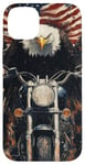 Coque pour iPhone 14 Plus Fierce Eagle Roue Moto Biker Patriotisme