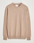 GANT Lambswool Crew Neck Pullover Dark Sand