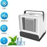 YONGCHY Mini Air Conditioning Fan Portable Conditioner Unit Low Noise Home Cooler, USB Personal Evaporative Cooler with Water Tank for Home, Office,White