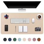 DOBAOJIA Tapis de Souris Grand Prolongé Mouse Pad Mat XXL sous Main Bureau en Cuir Tapis de Portable Pad Écriture pour Bureau/Domicile/Gaming, PU Étanche + Suède Antidérapant 90 x 43 cm (Beige)