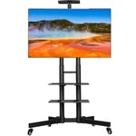 Yaheetech Support TV sur Pied Meuble TV Mobile Charge Max 50kg avec Gestion des Câbles 3 Tablettes pour 32 à 75 Pouce écrans/LCD/LED/Plasma VESA 100x100 mm à 600x400 mm