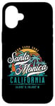 Coque pour iPhone 16 Plus Rétro Santa Monica Californie Soleil Sable Surf Plage Palmiers