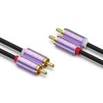 J&D Câble audio 2 RCA mâle, Doré Coque Violet Robuste Câble Audio Stéréo Auxiliaire 2 RCA M/M pour Cinéma Maison, HDTV, Amplificateurs, Systèmes Hi-Fi, Haut-Parleurs, Câbles Audio RCA, 0.9 M