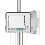 Ubiquiti UISP-Box-Plus väderbeständig monteringsbox för UISP Router Plus och Switch Plus, både för stolpe och väggmontage.