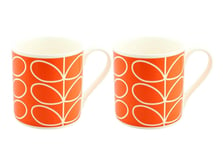 Set of 2 Orla Kiely Orange Linear Stem Quite Big Large Mug 400ml