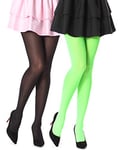 Bellivalini Collant en Microfibre Femme 2 Pack 40 DEN BLVFI1001 (Noir/Neon Citron Vert, XXL (Taille du Fabricant: 6))