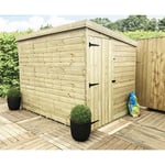 8 x 4 Pressure Treated Pent Garden Shed with Side Door