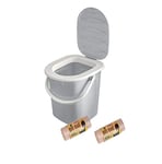 BranQ - Home essential Unisex-Adult BranQ Mobile Toilettes de camping 22 l avec 40 sacs de toilette bio, plastique, capacité de charge max. 120 kg, gris clair, 22 l