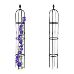 Relaxdays Trellis obélisque, Lot de 2, 160 m de Hauteur, Plantes grimpantes, en métal, Stable, Tour pour Rosier, Noir