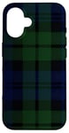 Coque pour iPhone 16 Plaid écossais vert noir