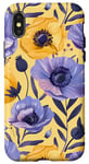 Coque pour iPhone X/XS Jaune Pop Art Tropical Mignon Violet Esthétique Anémones