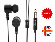 BLACK Noise Isolating In Ear Headphones with Magnet and Carry Case for tablet UK