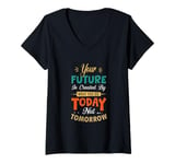 Womens Positive Message Your Future is Created Today not Tomorrow V-Neck T-Shirt