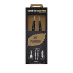 Cook'in garden, AC902, Kit Plancha : Spatule + Pince + Pressoir, INOX et Manche Soft Touch - Aimant intégré - Accessoire Idéal pour Barbecue et Plancha au Gaz - Ustensile de Cuisine Extérieur