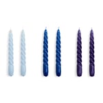 HAY - Candle Twist Set of 6 - Light blue, blue and purple - Flerfärgad - Ljus