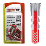 Fischer 537621 cheville dUOPOWER, gris/rouge, 10 x 50 mm, Set de 8 pièces
