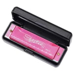 Harmonika i C-tonart, 10-håls Blues-Harp Diatonisk Harmonika 20 Toner Munspel  (FMY) Pink