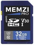 MEMZI Pro Carte mémoire SDHC 32 Go pour appareils Photo numériques Nikon Coolpix P7800, P7700, P7100, P7000, P900s, P610, P600 Classe 10 UHS-1 U3 V30 100 Mo/s Lecture 70 Mo/s Enregistrement 3D 4 K