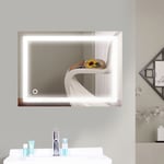 Skecten - Miroir de Salle de Bain led, Miroir Lumineux avec Interrupteur Tactile, Montage Mural, Miroir Maquillage, 50x70cm