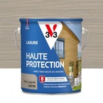 V33 Lasure Bois extérieur Gris argenté satin - Haute Protection 8 ans - Haute résistance hydrofuge et anti-UV - Résiste aux variations du bois - Ecolabel, résine d'origine végétale - 2,5L